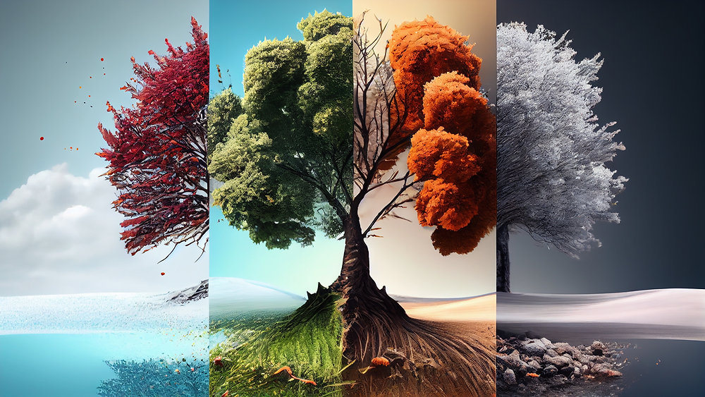Tree shown across four seasons